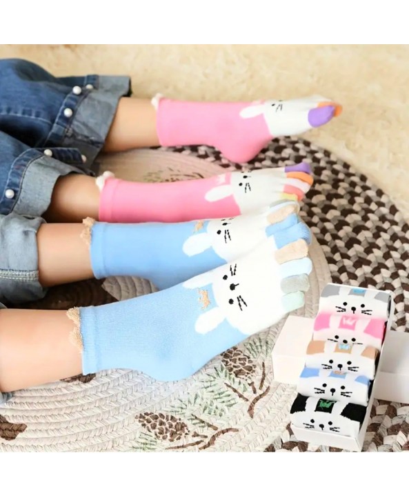 Детски чорапи с пръсти заек 5 чифта